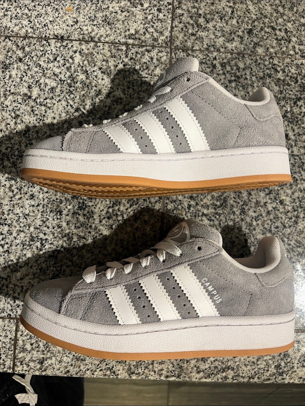adidas Women's Gray and White Suede Campus Sneakers